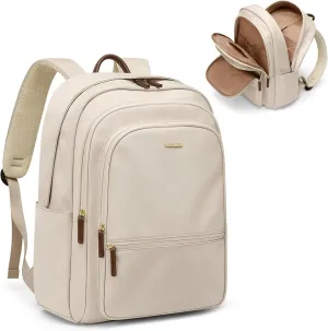 GOLF SUPAGS Backpack for Women Work College Travel Laptop Backpacks Multi-Functional Casual Daypack Teacher Nurse Everyday Bags Fits 15.6 Inch Notebook (Apricot)