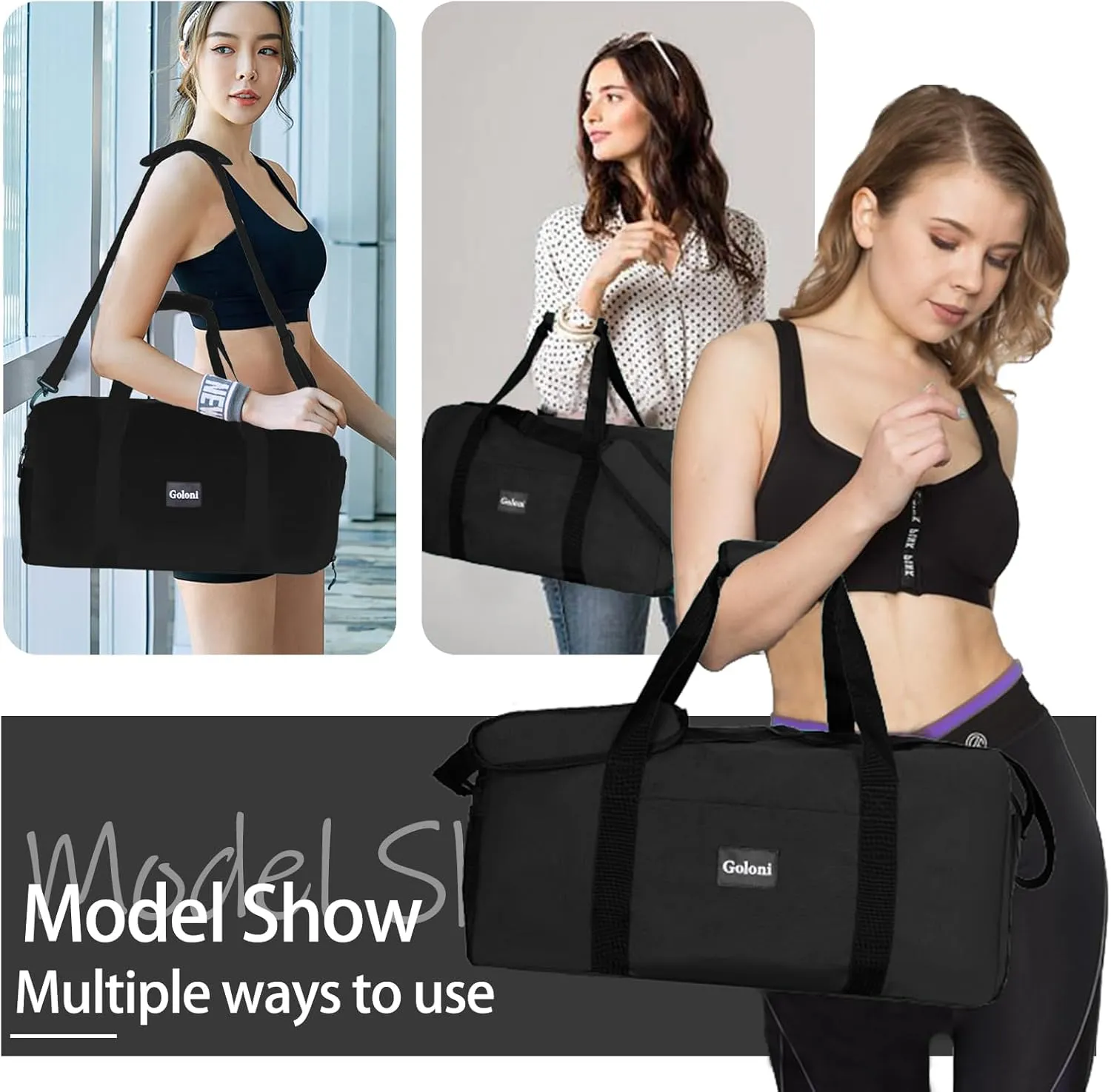 Goloni Cute Duffle Bag for Women, Gym Bag with Shoe Compartment, Lightweight Weekend Travel Duffel Bag,Overnight Bag with Wet Pocket