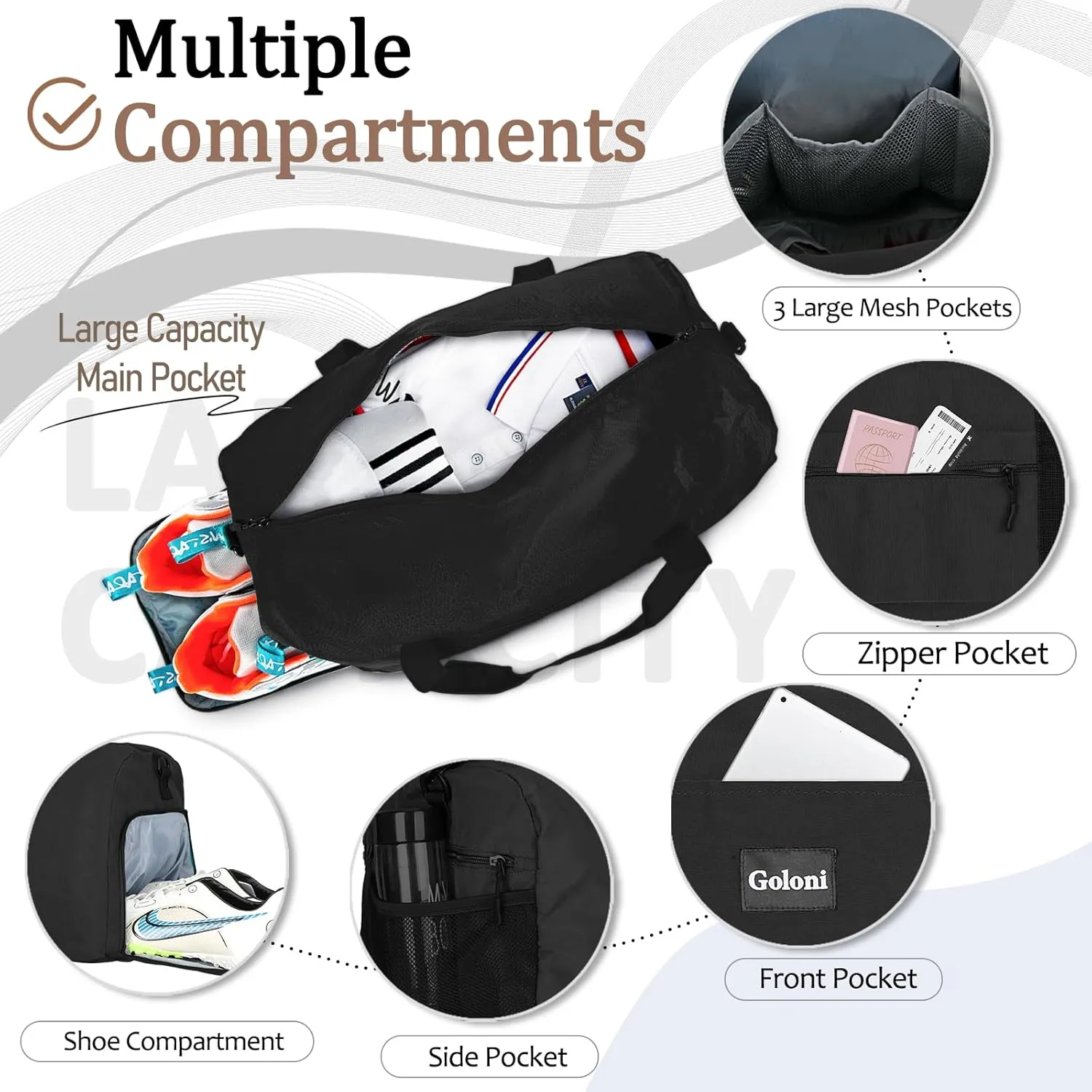 Goloni Cute Duffle Bag for Women, Gym Bag with Shoe Compartment, Lightweight Weekend Travel Duffel Bag,Overnight Bag with Wet Pocket