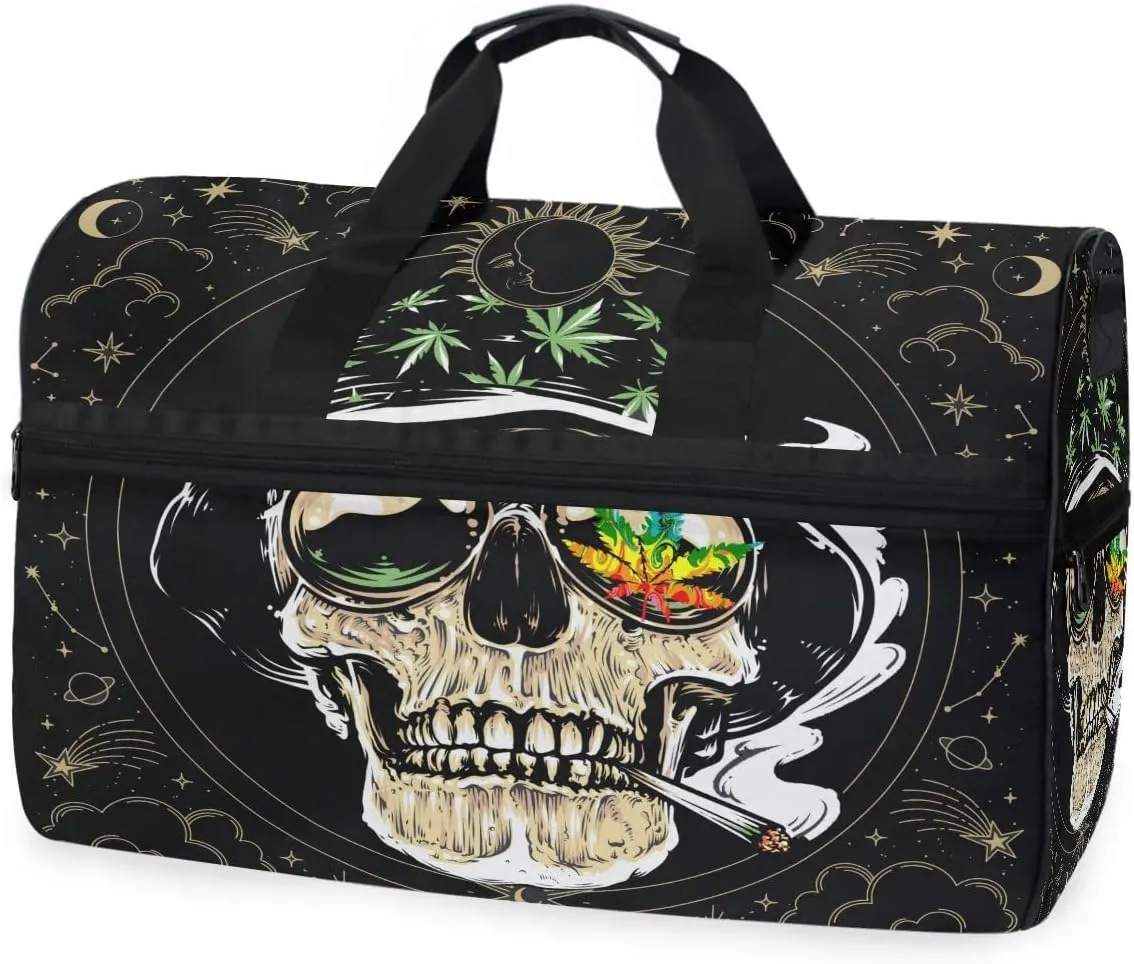 Goth Travel Duffel Bags Skulls Sports Duffel Bag Gothic Gym Bag Travel Luggage Overnight Bags for Men Women Duffel Bags with Adjustable Strap for Traveling