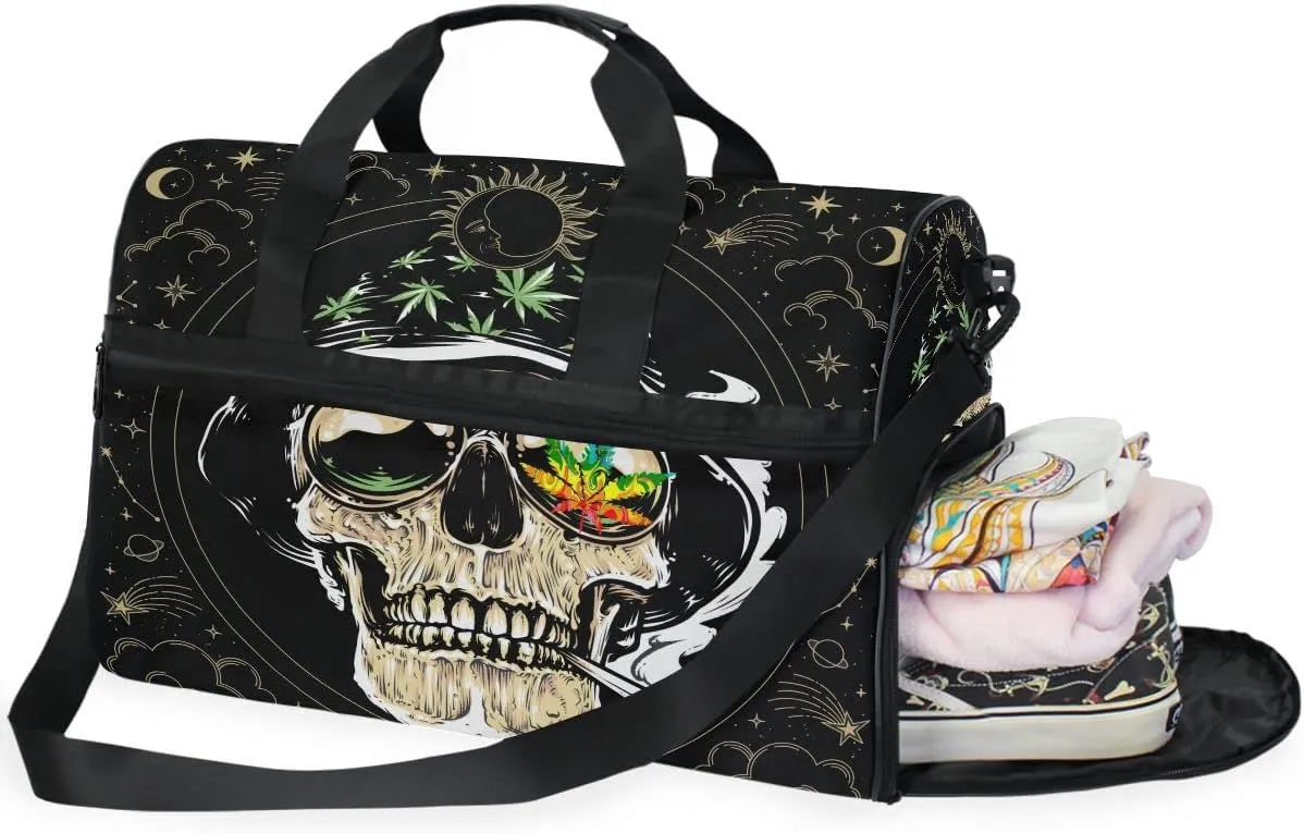 Goth Travel Duffel Bags Skulls Sports Duffel Bag Gothic Gym Bag Travel Luggage Overnight Bags for Men Women Duffel Bags with Adjustable Strap for Traveling