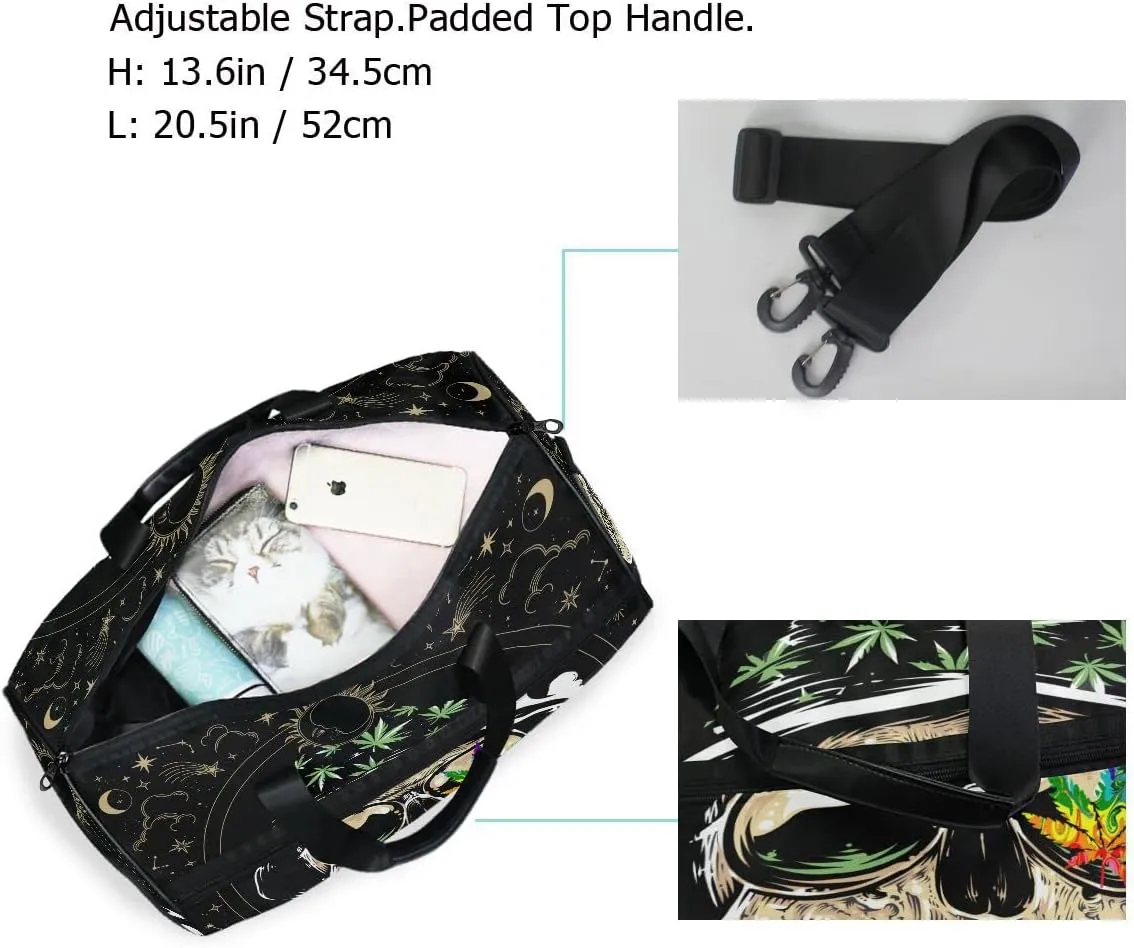 Goth Travel Duffel Bags Skulls Sports Duffel Bag Gothic Gym Bag Travel Luggage Overnight Bags for Men Women Duffel Bags with Adjustable Strap for Traveling