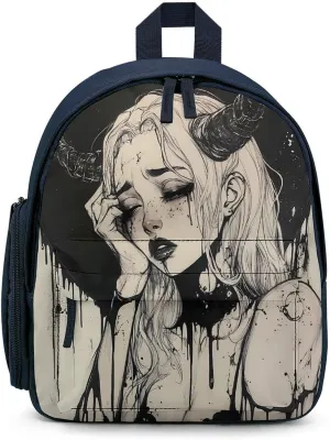 Gothic Lies Devil Girl Cute Backpack Shoulders Bag Casual Daypacks Travel Back Pack for Camping Hiking Blue-style