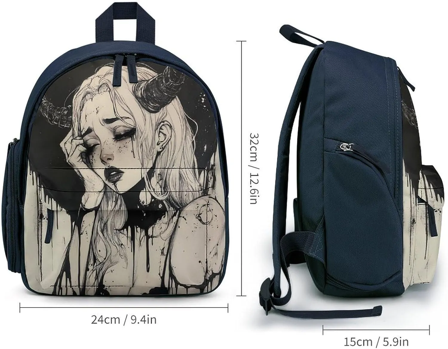 Gothic Lies Devil Girl Cute Backpack Shoulders Bag Casual Daypacks Travel Back Pack for Camping Hiking Blue-style