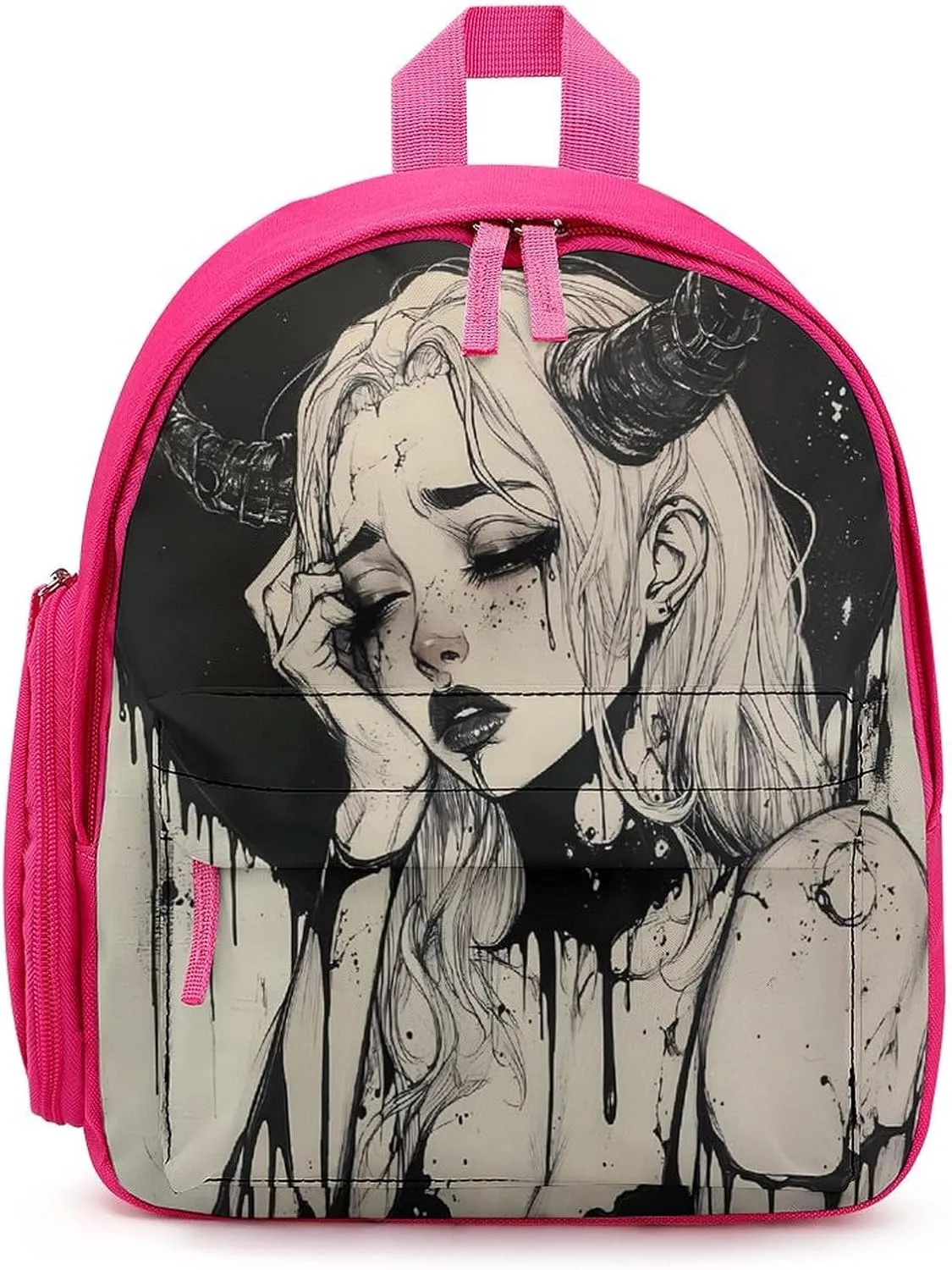 Gothic Lies Devil Girl Cute Backpack Shoulders Bag Casual Daypacks Travel Back Pack for Camping Hiking Pink-style