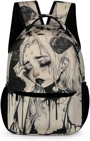 Gothic Lies Devil Girl Cute Backpack Shoulders Bag Casual Daypacks Travel Back Pack for Camping Hiking