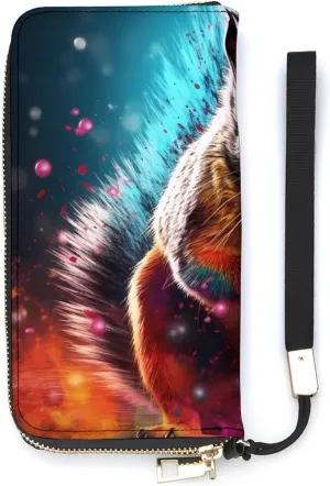 Graffiti Cute Chipmunk Slim Wallet for Women Long Purse Cute Clutch Wristlet Handbag Card Holders