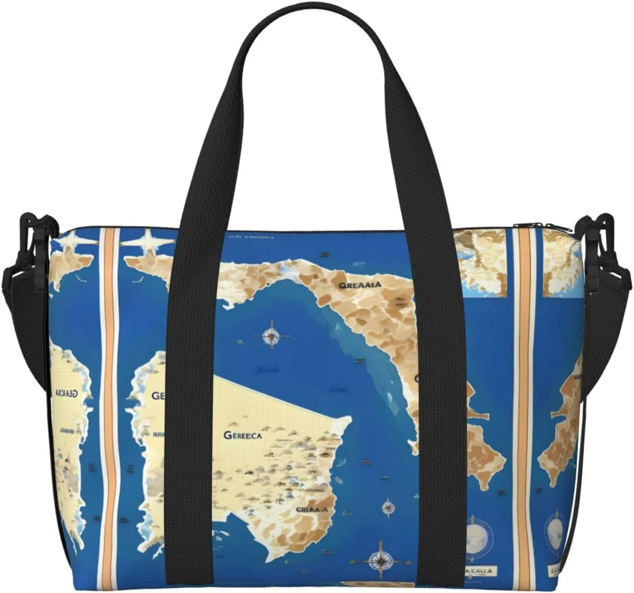 Greece Map Print Versatile Personal Item Travel Bags for Women - Spacious Duffel Bags for Traveling, Gym Bags for Men
