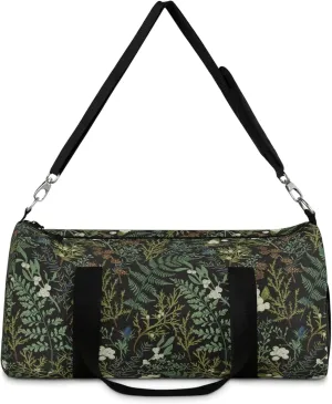 Green Wildflower Duffel Bag, Witchy Cottagecore Gym Bag for Women, Nature Large Shoulder Travel Weekend Carry Bag