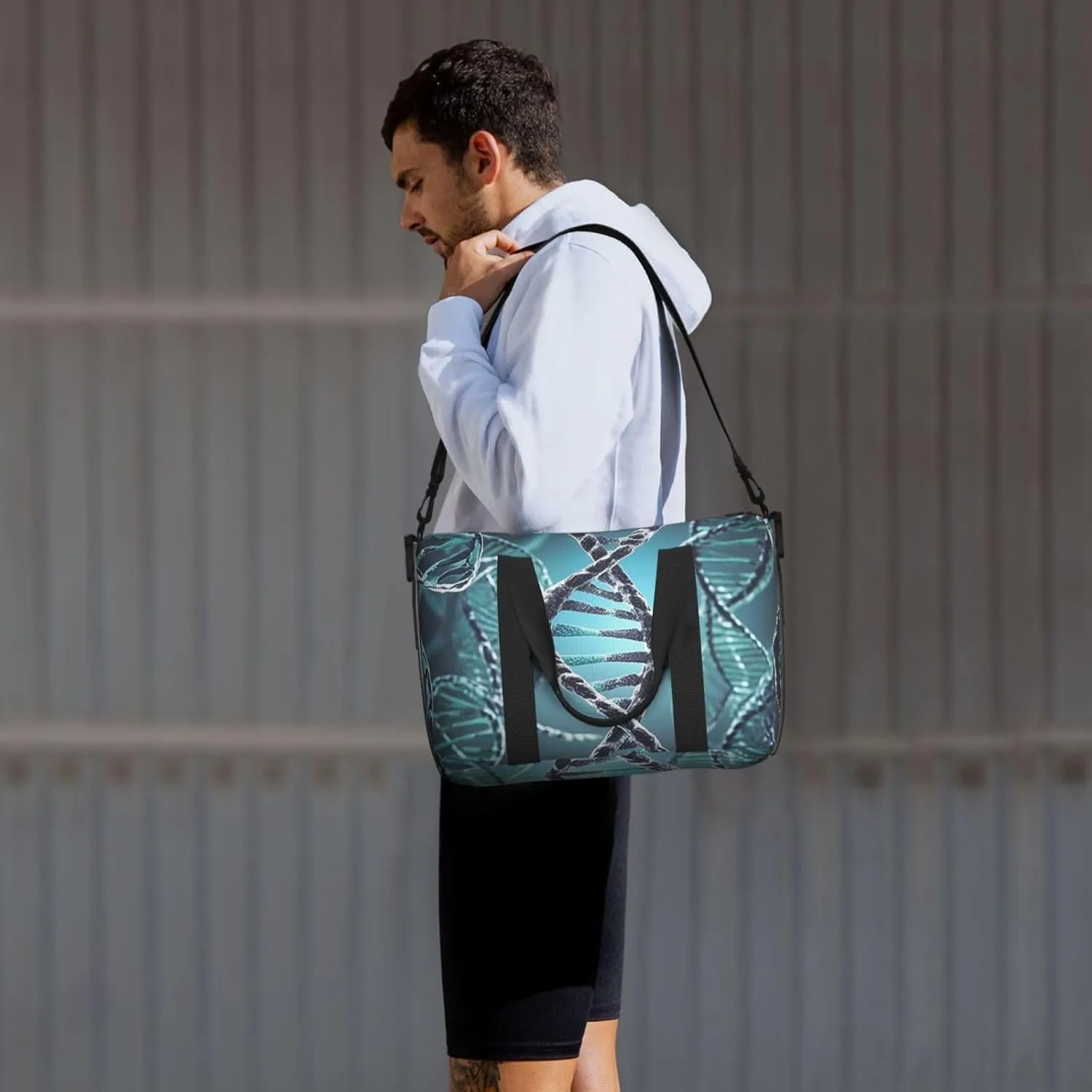 Gym Bag DNA Genetic Helix5 Duffel Bag for Men Women Travel Overnight Bag with Shoe Compartment Workout Bags