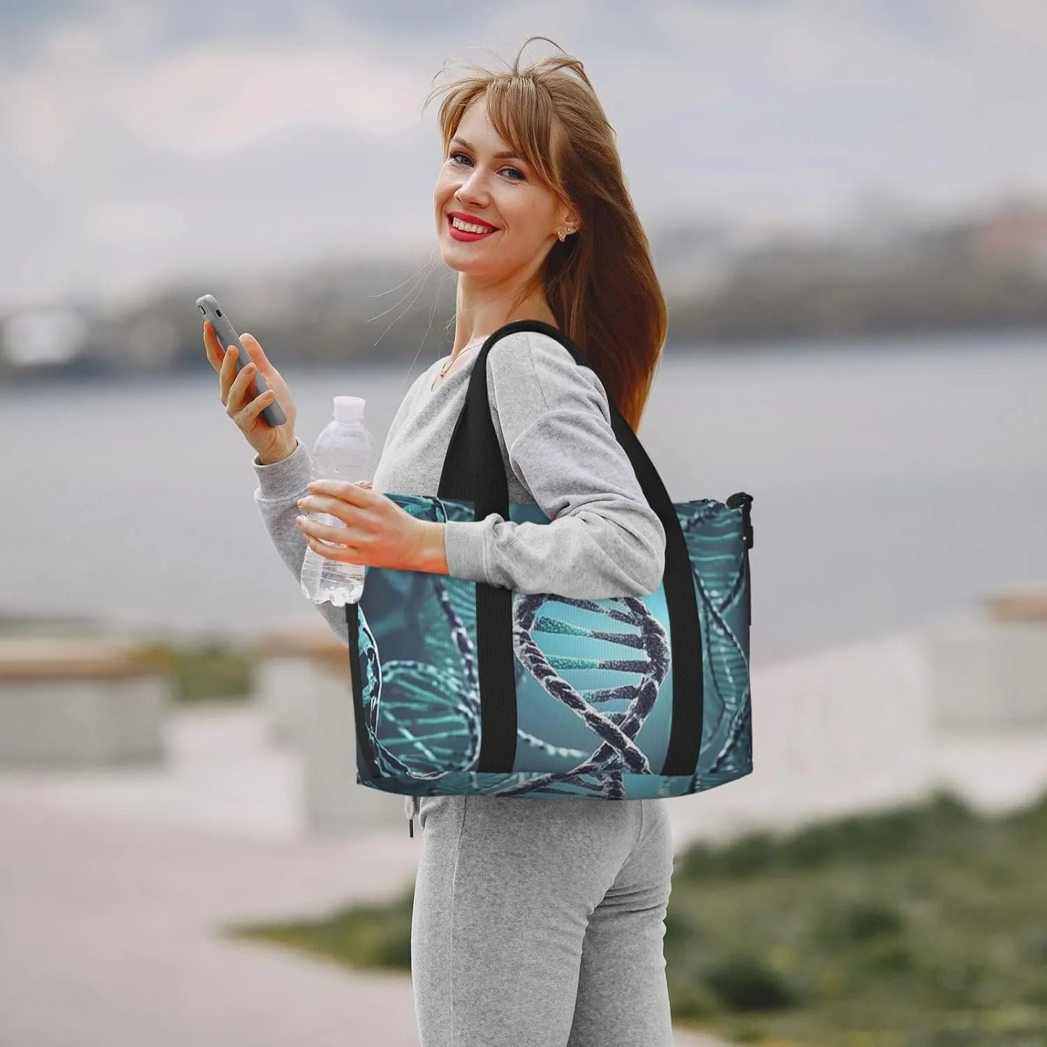 Gym Bag DNA Genetic Helix5 Duffel Bag for Men Women Travel Overnight Bag with Shoe Compartment Workout Bags