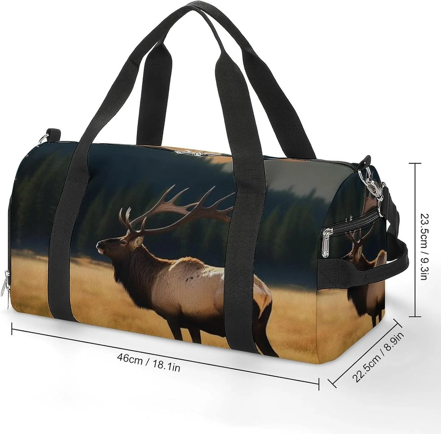 Gym Bag Elk In The Meadow Duffel Bag for Men Women Overnight Bag with Shoe Compartment Workout Bags