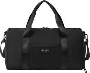 Gym Bag for Women with Shoe Compartment and Wet Pocket | Durable Lightweight Gym Duffle Bag with Motivational Quote and Graphic Designs | Great for Exercise and Overnights | Black