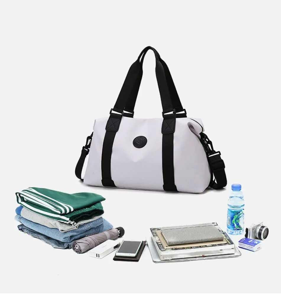 Gym Bag for Women,Sports Travel Duffel Bag, Weekender Overnight Bag with Wet Pocket and Shoes Compartment for Women, Travel,Workout,Gym, Yoga 310 (White)