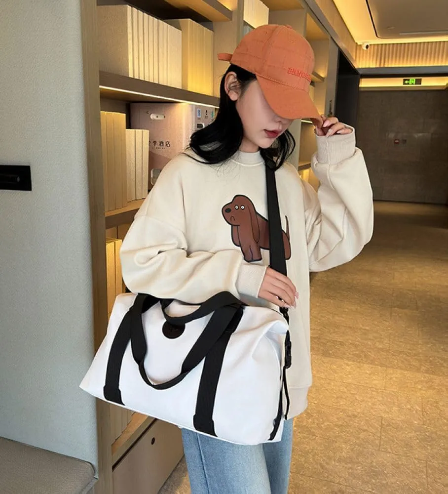 Gym Bag for Women,Sports Travel Duffel Bag, Weekender Overnight Bag with Wet Pocket and Shoes Compartment for Women, Travel,Workout,Gym, Yoga 310 (White)