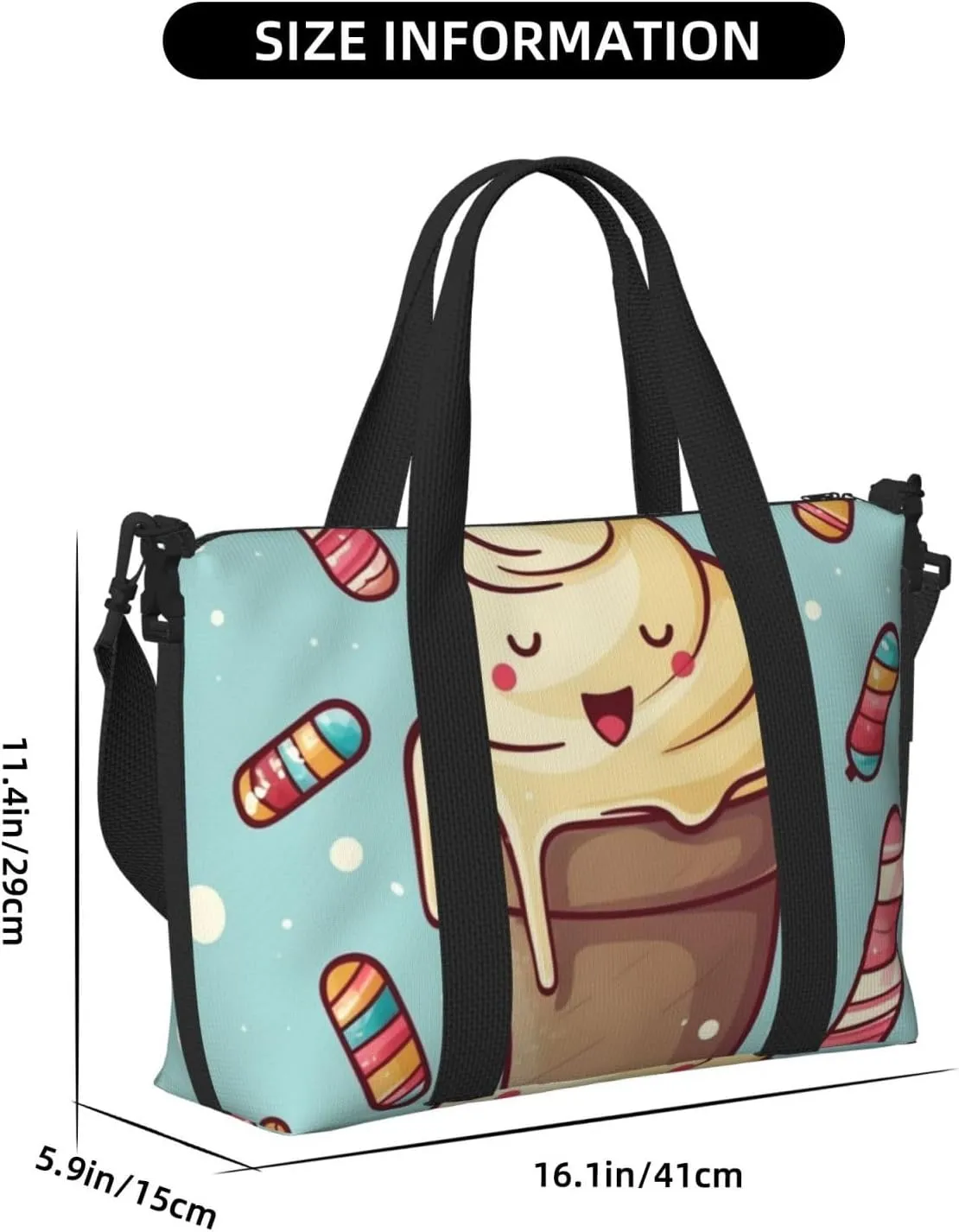 Gym Bag Ice Cream Duffel Bag for Men Women Travel Overnight Bag with Shoe Compartment Workout Bags