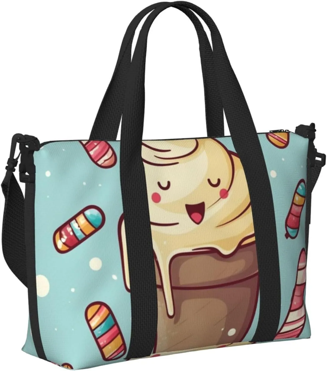 Gym Bag Ice Cream Duffel Bag for Men Women Travel Overnight Bag with Shoe Compartment Workout Bags
