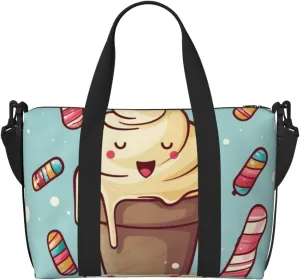 Gym Bag Ice Cream Duffel Bag for Men Women Travel Overnight Bag with Shoe Compartment Workout Bags