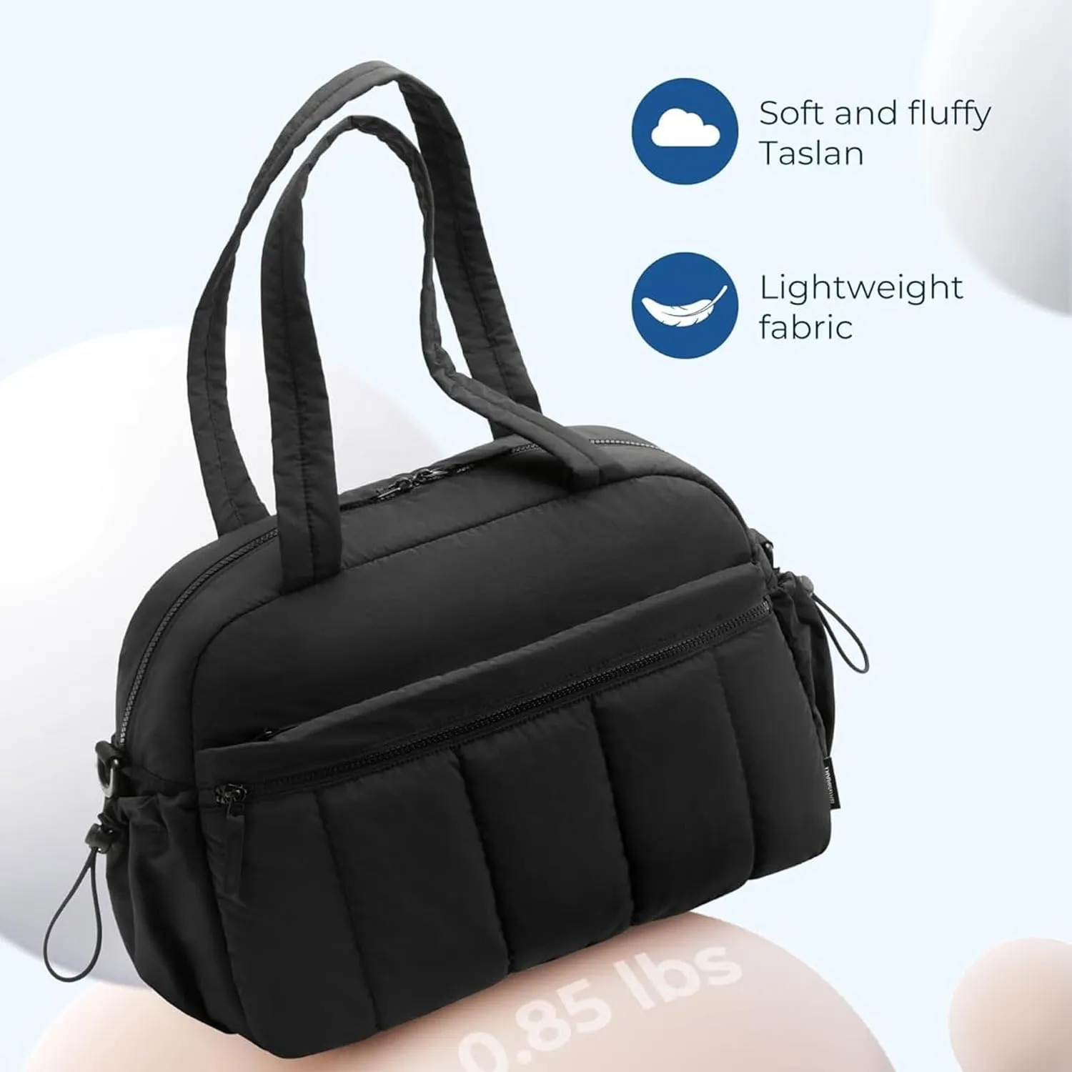 Gym Bag Water-Resistant, Adjustable Shoulder Luggage Bag with Wet Pocket, Carry On Bag for Women, Large PVC Travel Duffle Bag, High Volume Overnight Duffle Bag Sports Gym (Black-1)