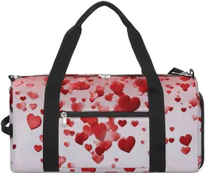 Gym Bags for Men Women Falling Red Petals Duffle Bag Travel Overnight Bag with Shoe Compartment Tote Bags
