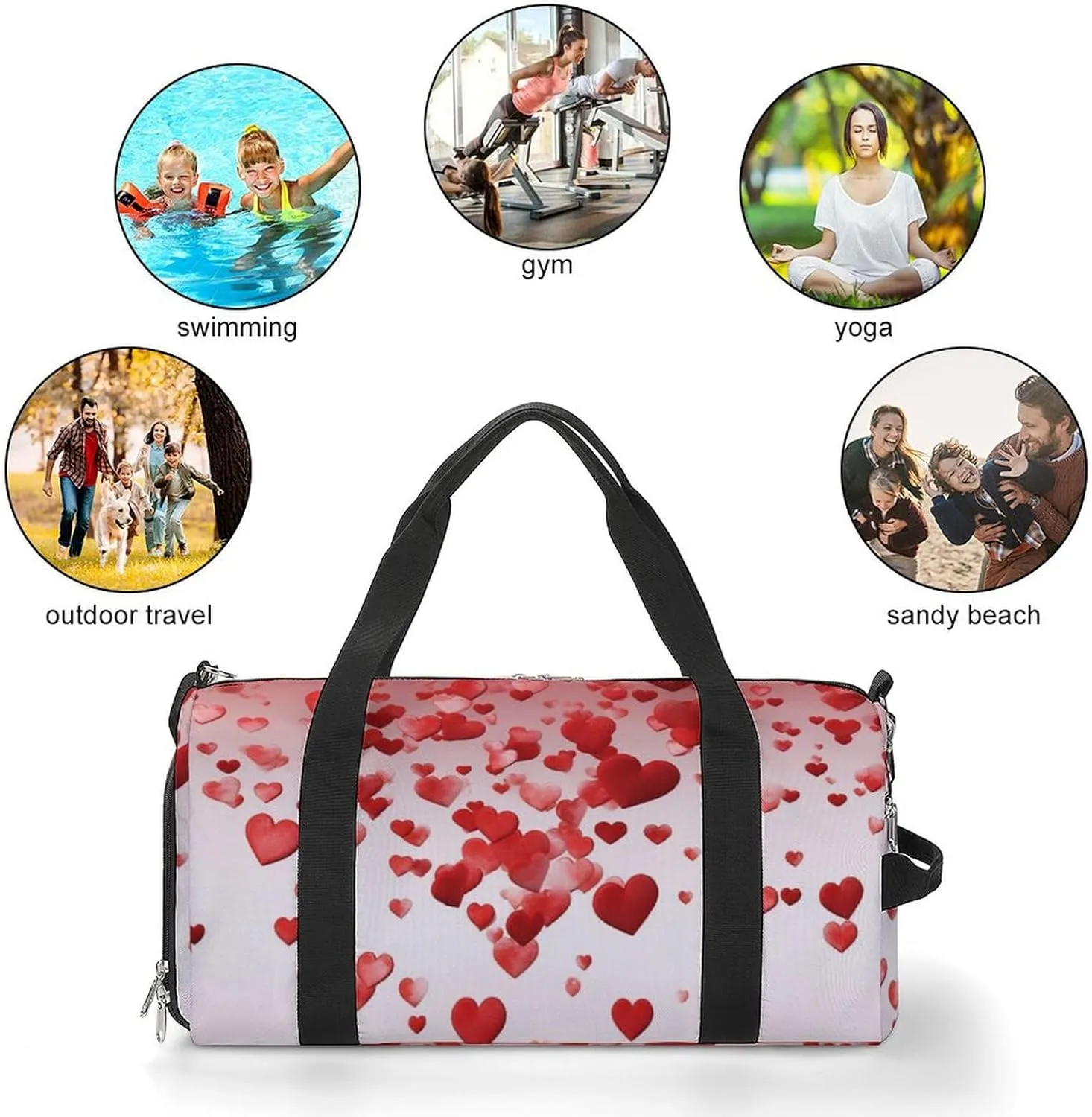 Gym Bags for Men Women Falling Red Petals Duffle Bag Travel Overnight Bag with Shoe Compartment Tote Bags
