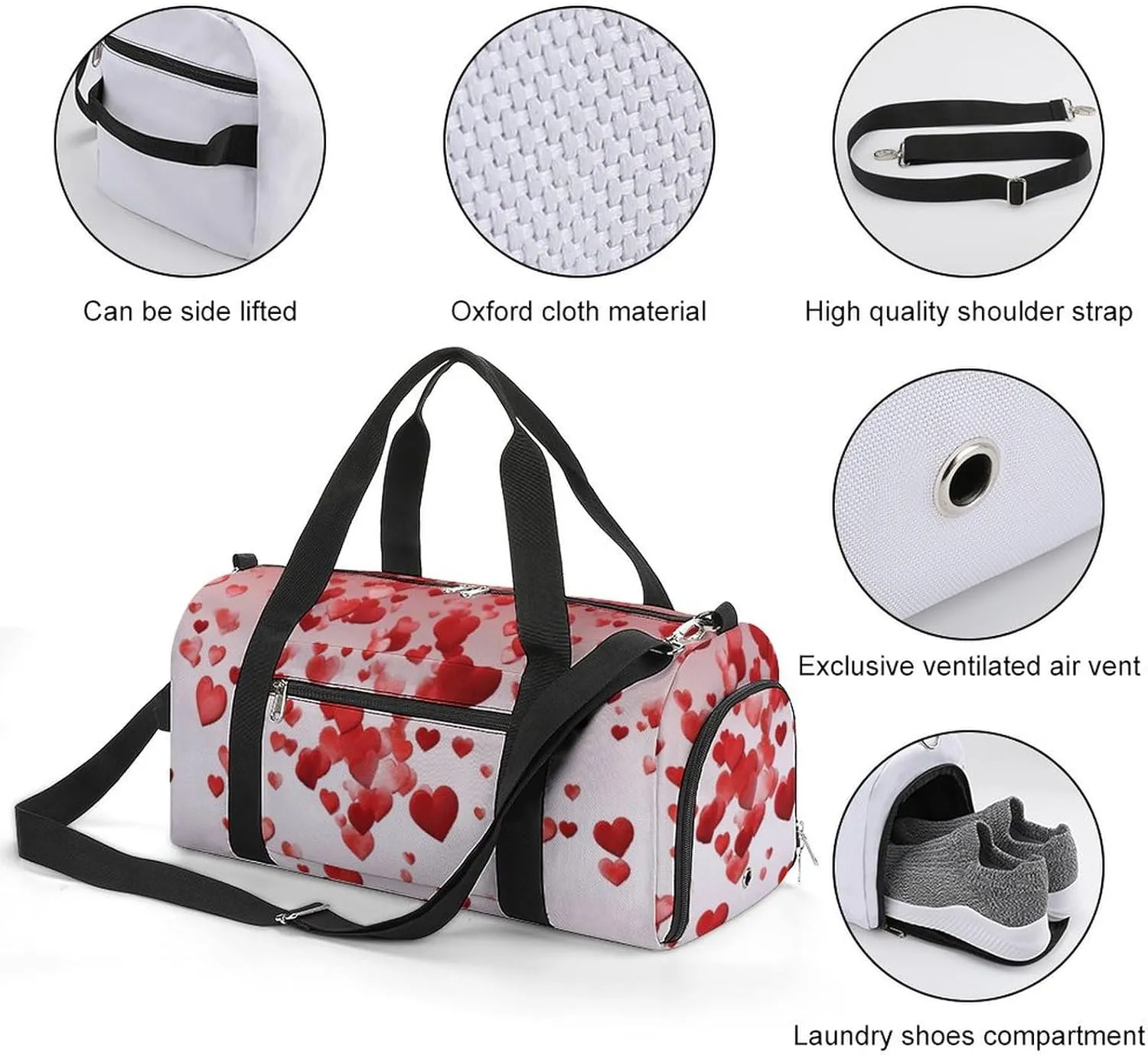 Gym Bags for Men Women Falling Red Petals Duffle Bag Travel Overnight Bag with Shoe Compartment Tote Bags
