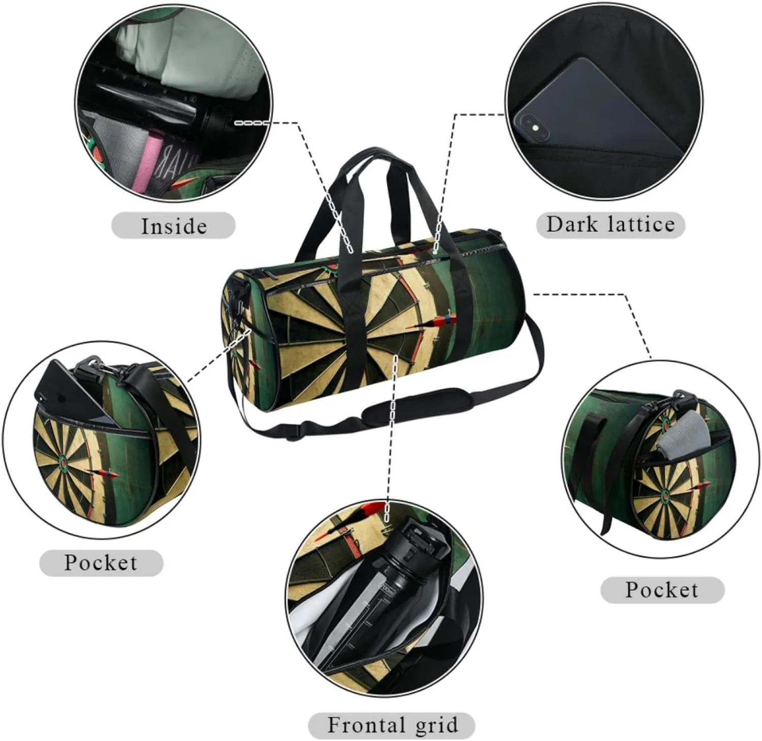 Gym Bags for Men,Travel Duffel Bags for Women,Board Game Darts,Workout Bag