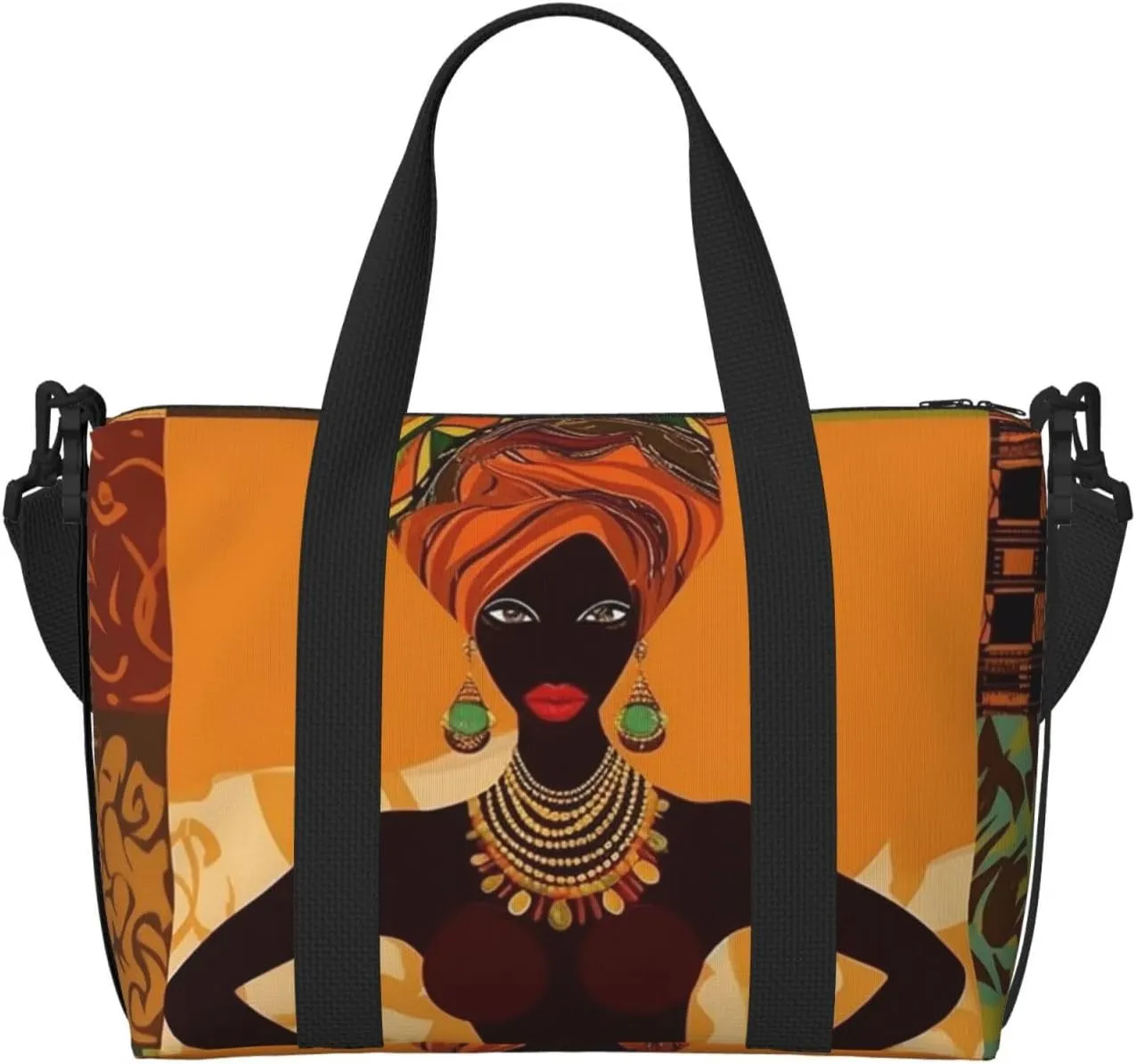Gym Bags Small African Woman Duffel Bag Overnight Bag with Shoe Compartment Carryon Bag for Men Women