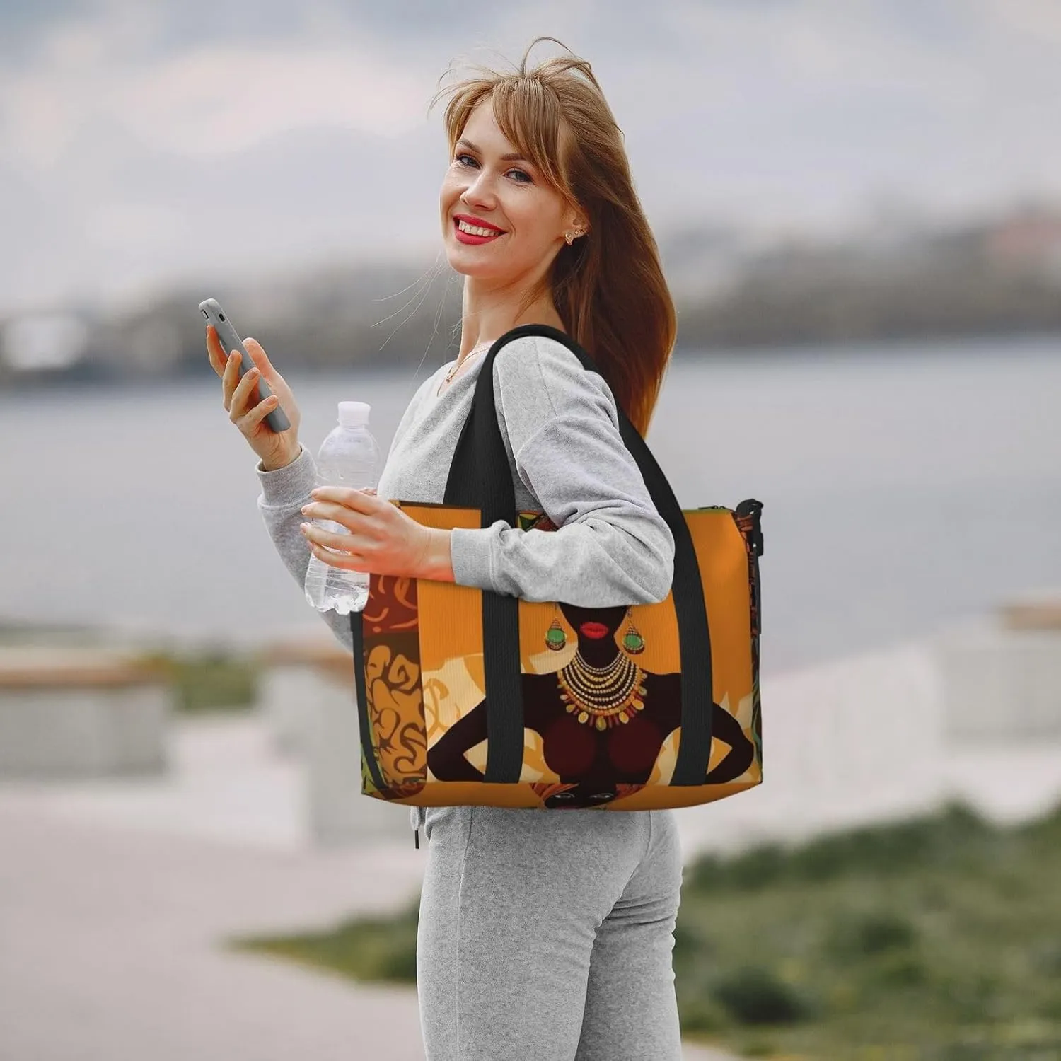 Gym Bags Small African Woman Duffel Bag Overnight Bag with Shoe Compartment Carryon Bag for Men Women