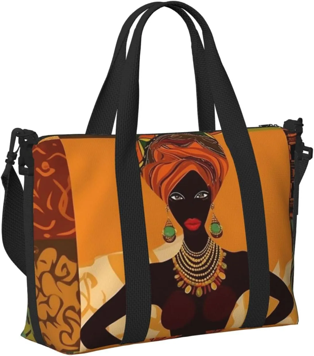 Gym Bags Small African Woman Duffel Bag Overnight Bag with Shoe Compartment Carryon Bag for Men Women