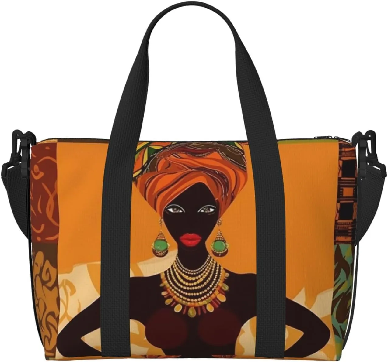 Gym Bags Small African Woman Duffel Bag Overnight Bag with Shoe Compartment Carryon Bag for Men Women