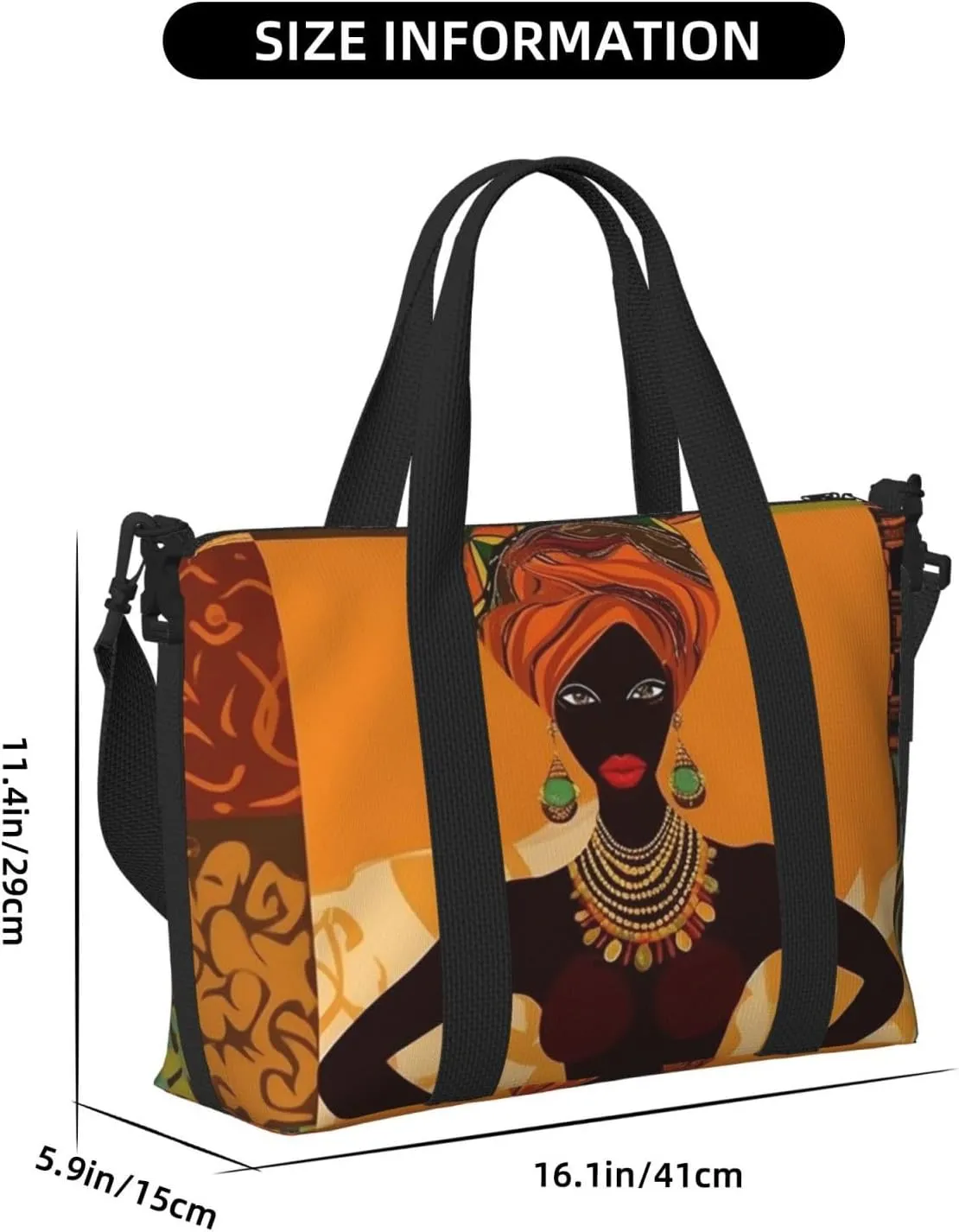 Gym Bags Small African Woman Duffel Bag Overnight Bag with Shoe Compartment Carryon Bag for Men Women