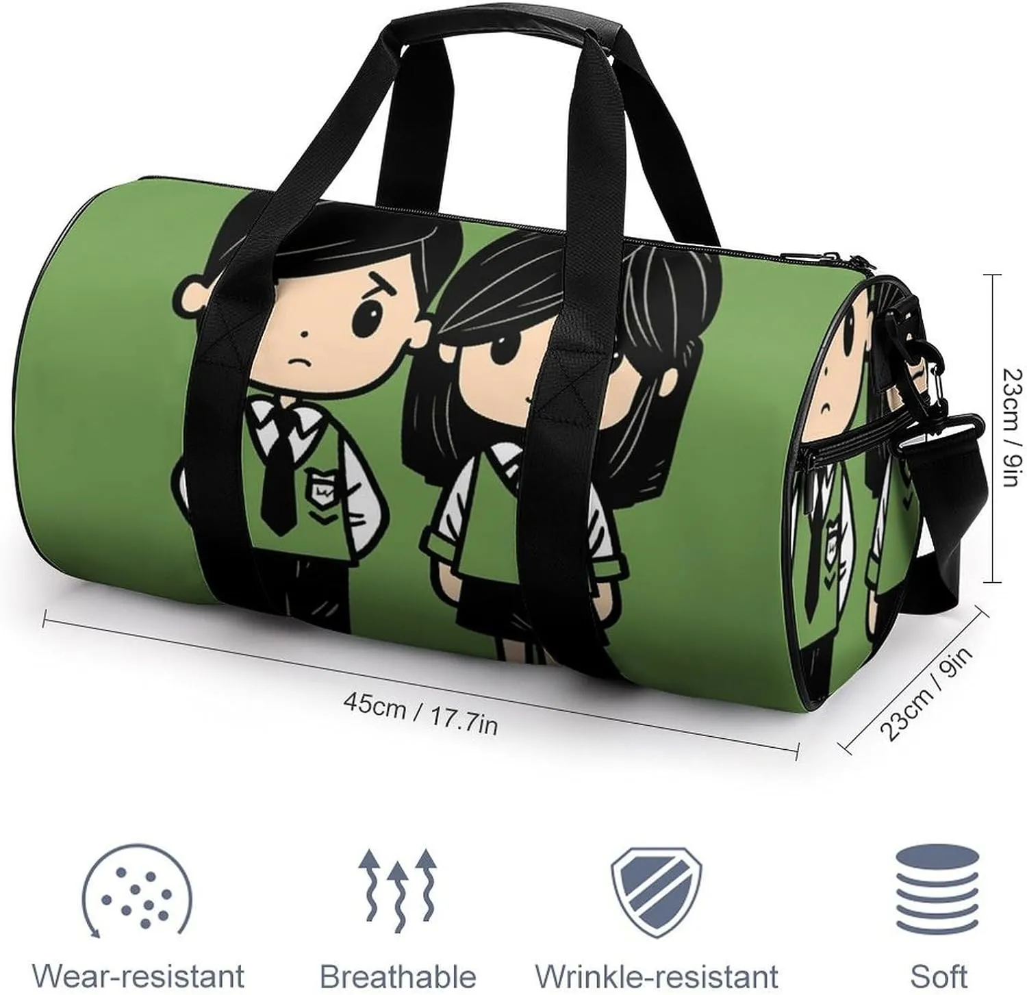Gym Bags Small Cartoon Couple Duffel Bag Overnight Bag with Shoe Compartment Carryon Bag for Men Women
