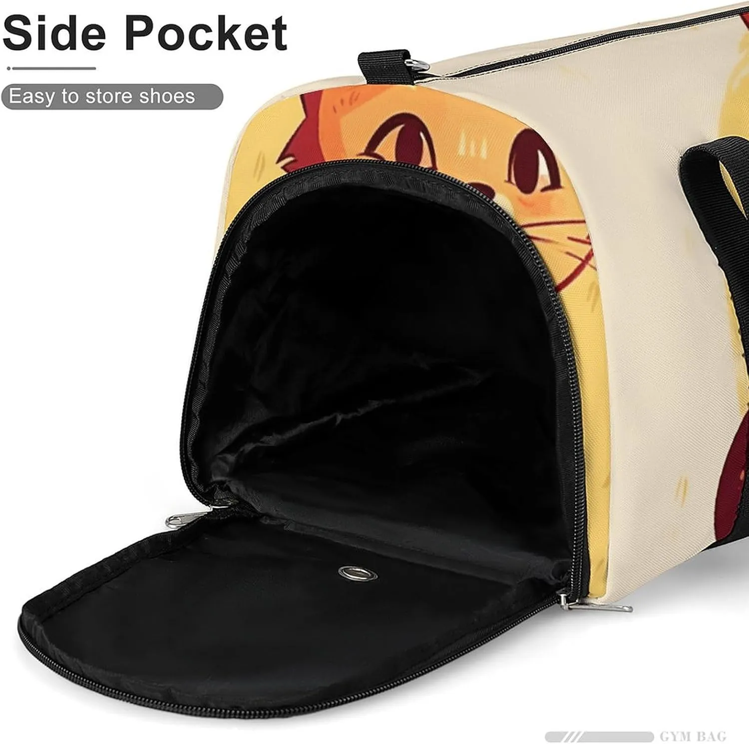 Gym Bags Small Cat Drawing Duffel Bag Overnight Bag with Shoe Compartment Carryon Bag for Men Women