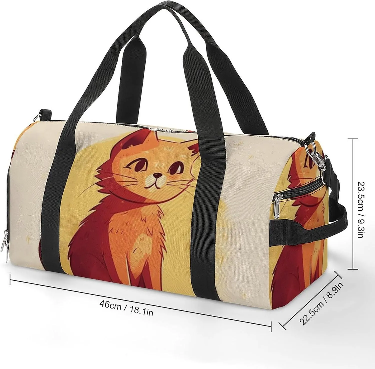Gym Bags Small Cat Drawing Duffel Bag Overnight Bag with Shoe Compartment Carryon Bag for Men Women