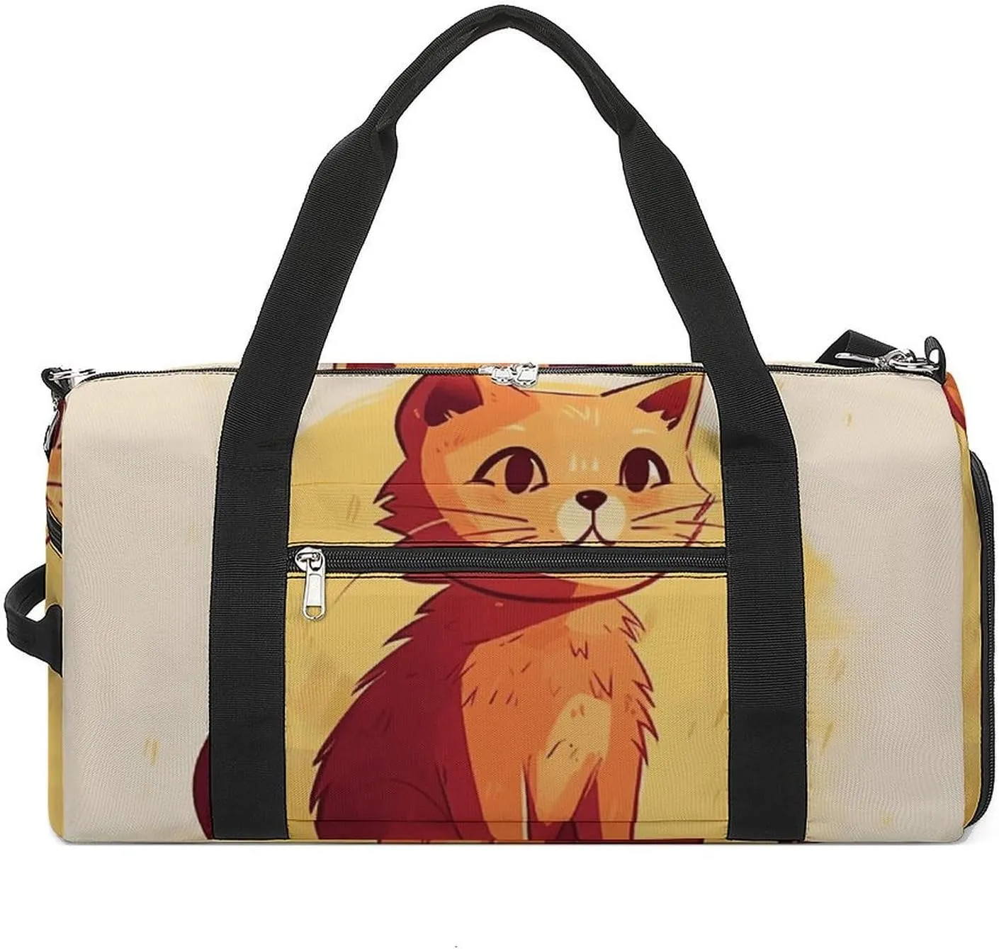 Gym Bags Small Cat Drawing Duffel Bag Overnight Bag with Shoe Compartment Carryon Bag for Men Women