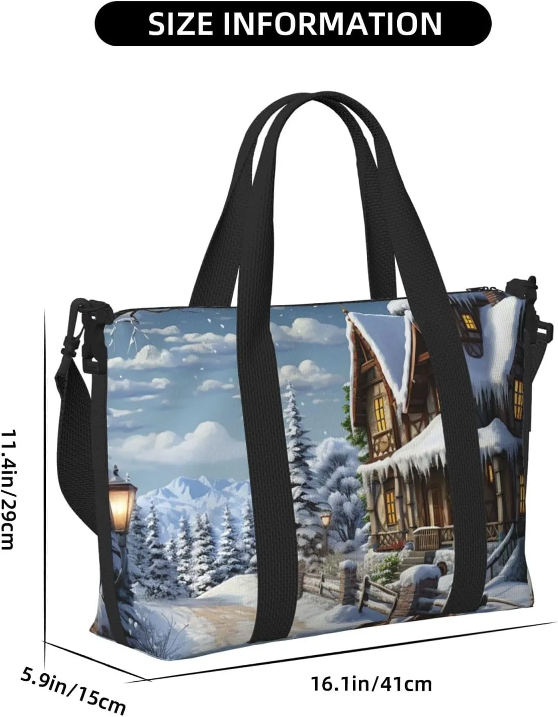 Gym Bags Small Christmas Winter Happy Scene Duffel Bag Overnight Bag with Shoe Compartment Carryon Bag for Men Women