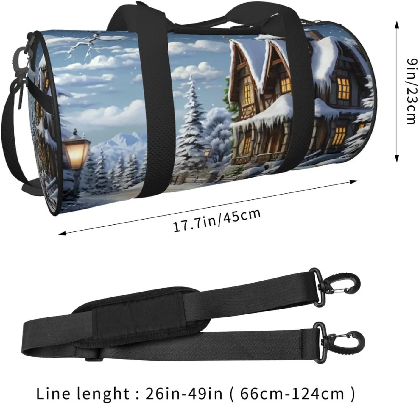 Gym Bags Small Christmas Winter Happy Scene Duffel Bag Overnight Bag with Shoe Compartment Carryon Bag for Men Women