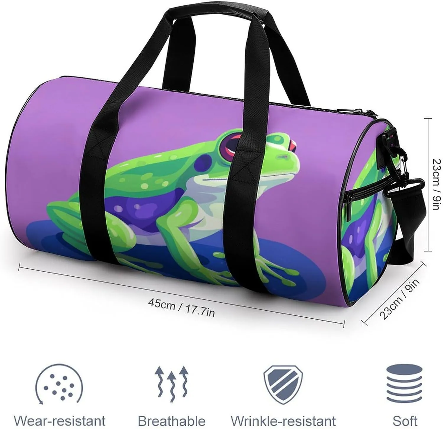 Gym Bags Small Color Block Frog Duffel Bag Overnight Bag with Shoe Compartment Carryon Bag for Men Women