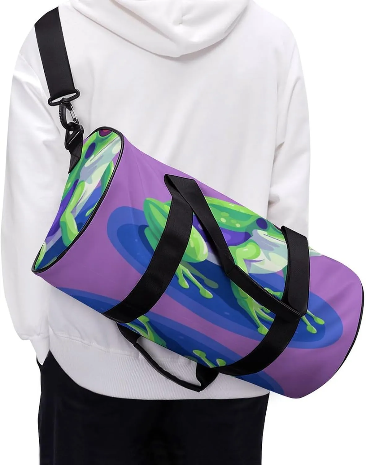 Gym Bags Small Color Block Frog Duffel Bag Overnight Bag with Shoe Compartment Carryon Bag for Men Women