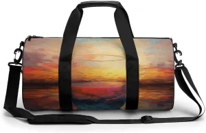 Gym Bags Small Colorful Glass Drink Sunset Duffel Bag Overnight Bag with Shoe Compartment Carryon Bag for Men Women
