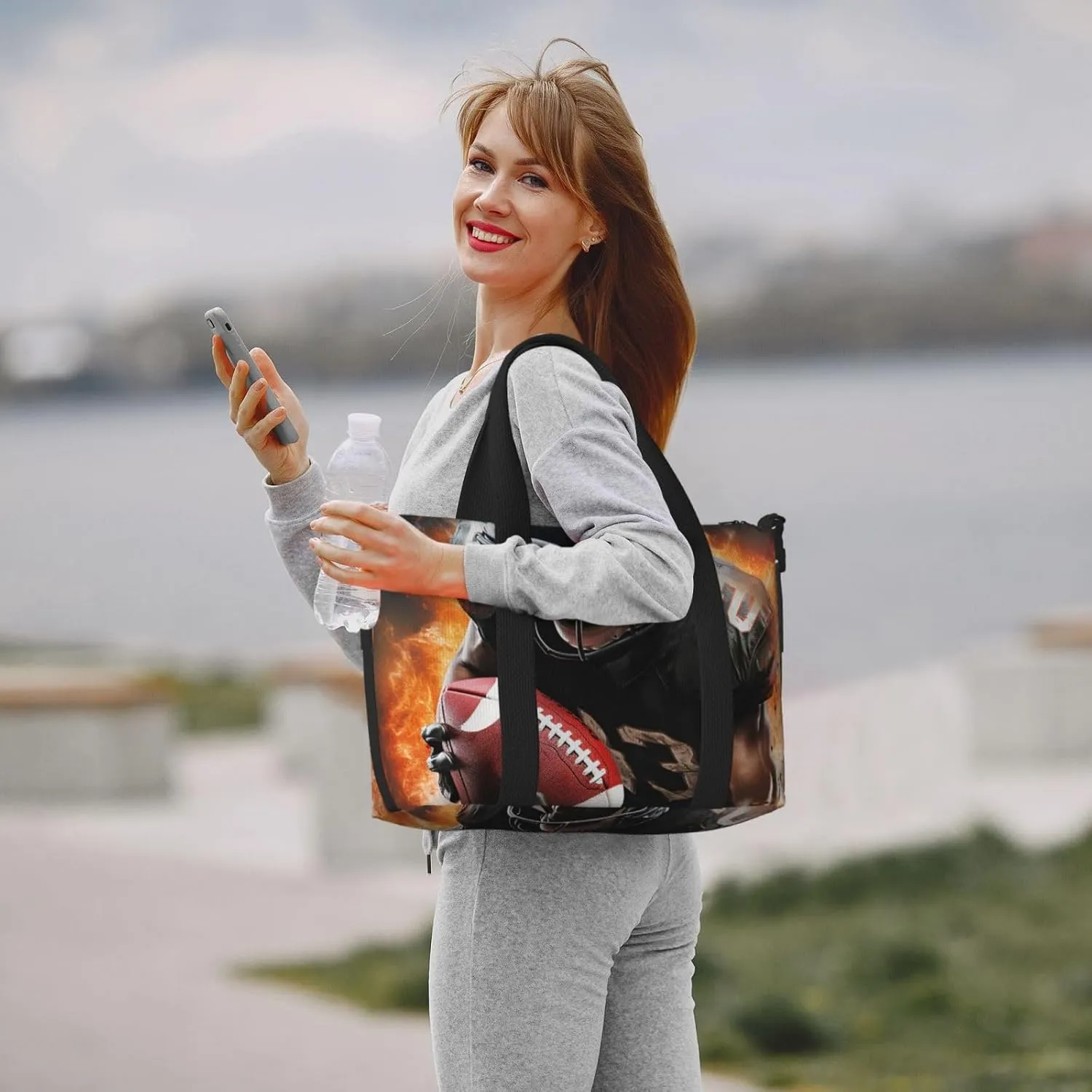 Gym Bags Small Cool American Football Duffel Bag Overnight Bag with Shoe Compartment Carryon Bag for Men Women