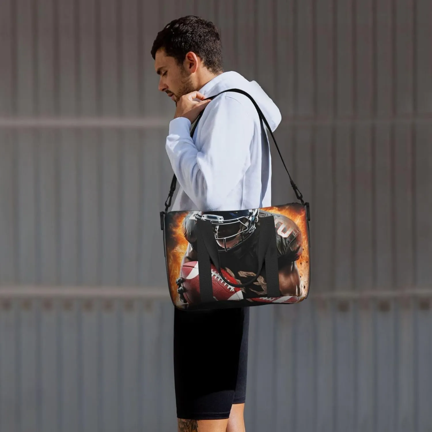 Gym Bags Small Cool American Football Duffel Bag Overnight Bag with Shoe Compartment Carryon Bag for Men Women