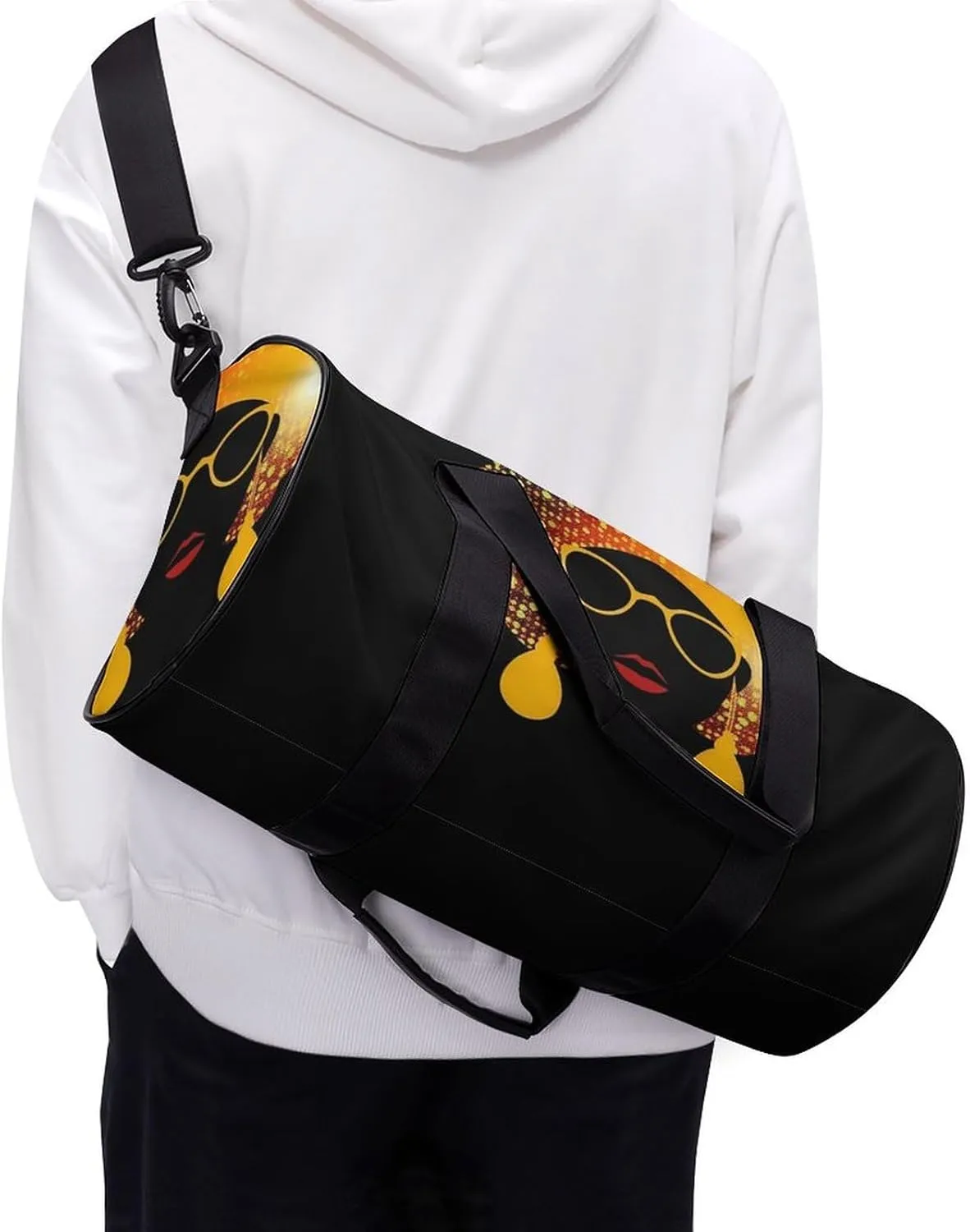 Gym Bags Small Cute African Woman Duffel Bag Overnight Bag with Shoe Compartment Carryon Bag for Men Women