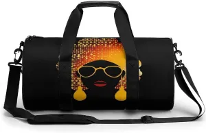Gym Bags Small Cute African Woman Duffel Bag Overnight Bag with Shoe Compartment Carryon Bag for Men Women
