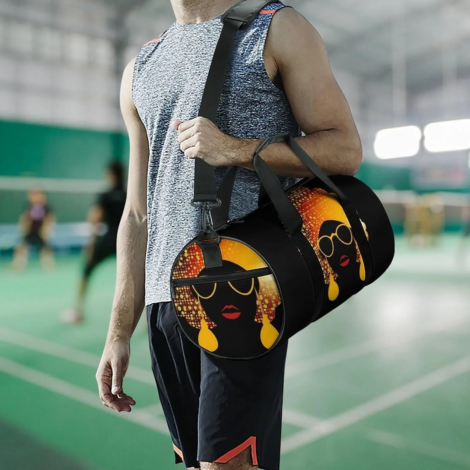 Gym Bags Small Cute African Woman Duffel Bag Overnight Bag with Shoe Compartment Carryon Bag for Men Women