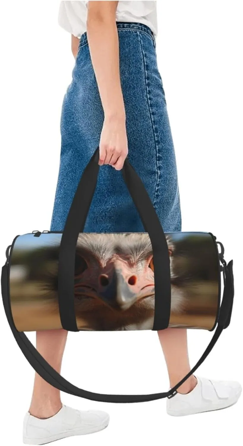 Gym Bags Small Cute Ostrich Duffel Bag Overnight Bag with Shoe Compartment Carryon Bag for Men Women