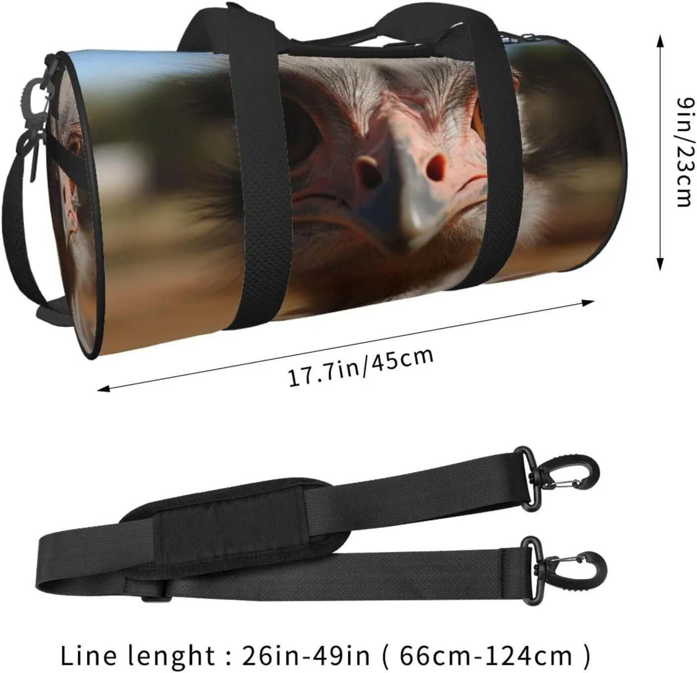 Gym Bags Small Cute Ostrich Duffel Bag Overnight Bag with Shoe Compartment Carryon Bag for Men Women