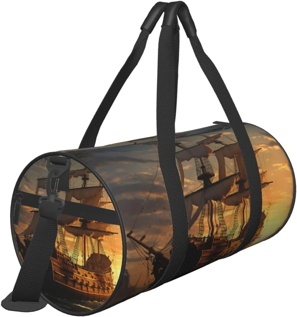 Gym Bags Small Fantasy pirate ship Duffel Bag Overnight Bag with Shoe Compartment Carryon Bag for Men Women