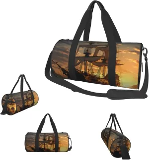 Gym Bags Small Fantasy pirate ship Duffel Bag Overnight Bag with Shoe Compartment Carryon Bag for Men Women